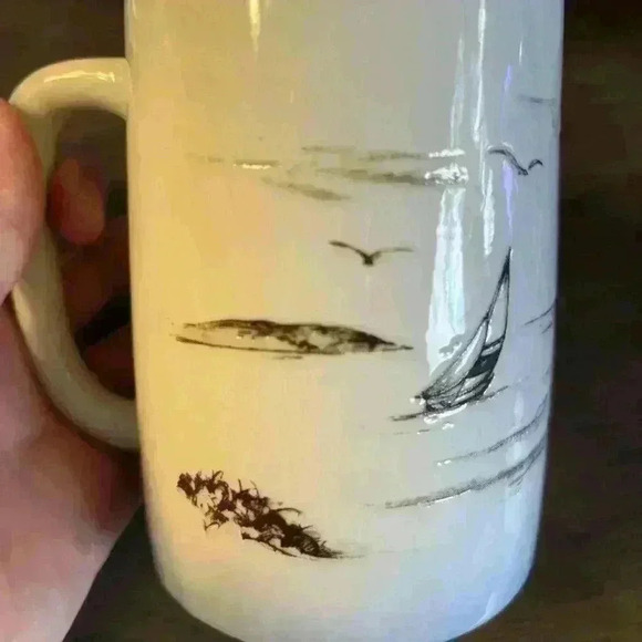 Vintage Otagiri Coffee/Tea Mug/Cup Seagulls Island Lighthouse/Puffins 2 pc set - Picture 3 of 7